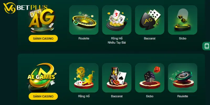 Cổng game casino live tại v9bet 