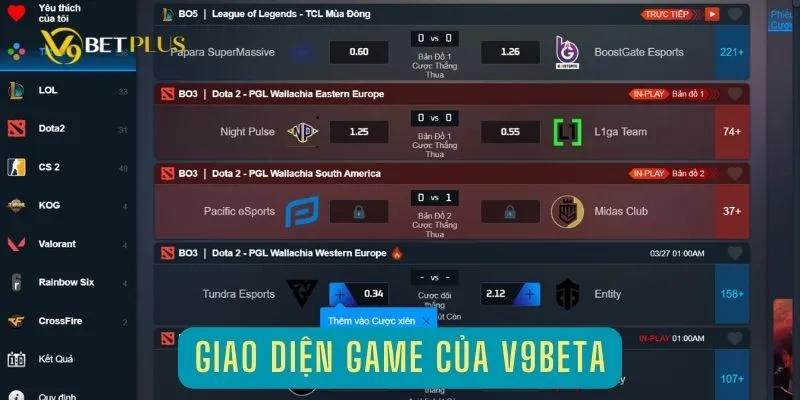 Giao diện game tại domain mới của nhà cái V9bet