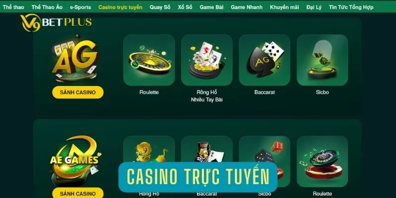 Sảnh Casino hấp dẫn với nhiều game cá cược đa dạng