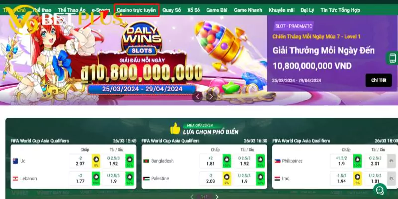 Chọn mục Casino trực tuyến và chọn sảnh Asia Gaming