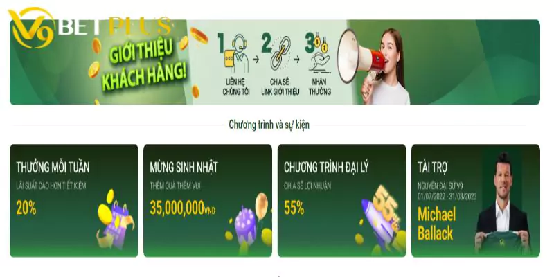 V9bet thưởng giới thiệu khách hàng mới tặng ngay 300.000 VNĐ